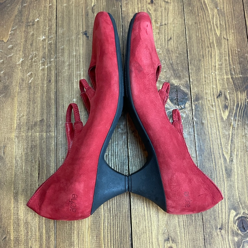 Arche size 37 red Nubuck leather double strap Mary Jane style shoes - Picture 5 of 11